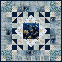 Studio E – Behind Blue Eyes – 44″ Flower Power Panel – Peacock