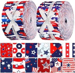 Hosuly 40 Pcs Patriotic Fabric Red White and Blue Jelly Fabric 4th of July Am…