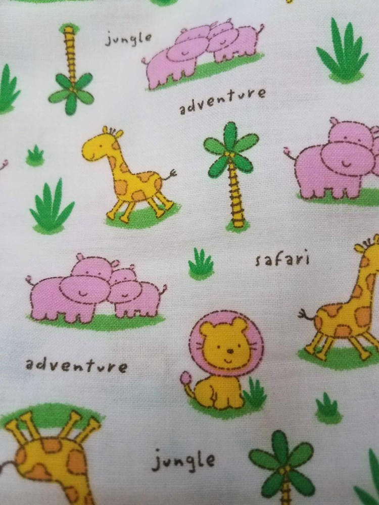 Cotton fabric 100%  3 yards Cute Jungle Safari Adventure 108″ x 44″ uncut