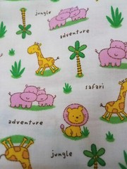Cotton fabric 100%  3 yards Cute Jungle Safari Adventure 108″ x 44″ uncut