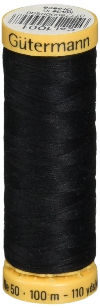 Natural Cotton Thread 110 Yards-Black 110 Yards, Black