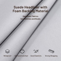 Gray 96×60 Inch Auto Headliner Fabric Mesh Foam Backing Fits Car/Truck/SUV/RV