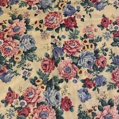 Vintage Floral Fabric By Peter Pan Pink Mauve Blue Yellow Flowers On Cream 2 Yds