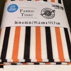 Loops & Threads Fabric, 1 Yard Precut 36″ x 44″, Orange, White and Black Stripes