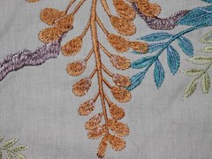 COLEFAX & FOWLER EMBROIDERED HEALTHERLEY FLORAL FABRIC 10 YARDS RED GREEN MULTI