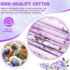 12pcs Purple Printed Polyester Quilting Fabric Bundles 18″x22″ for DIY Crafts