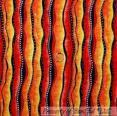 BonEful Fabric FQ Cotton Quilt Black Red Orange Yellow White B&W Dot FIRE Stripe