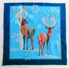 Deer Horns Snowflakes on Light Blue Pic A- 10 1/2″ L x 10 1/4″ W Light Blue Edge