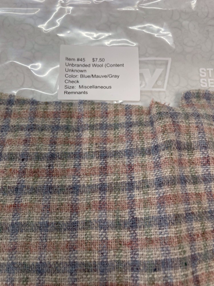 Item # 45. Unbranded Wool Blend (Wool Blend). Miscellaneous Remnants
