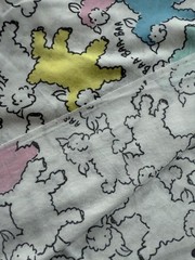 3 yds x 44” Vintage BAA BAA Sheep Lambs Pastels on White Cotton Princess Fabrics