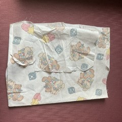 Vintage baby fabric gender neutral pastels Bears Patchwork Multicolor Hearts