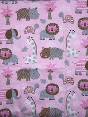Pink Baby Safari Animals Fabric Flannel 44″ 1 Yard