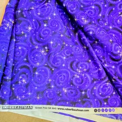 Robert Kaufman Purple Starry Night Fabric Cotton 44″ Gold Star Swirl 4 Yrds