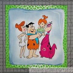 BonEful Fabric Cotton Quilt VTG Pillow Panel Flinstones Family Cartoon Girl Boy