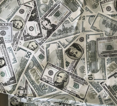 Lot 3.8 Yards Cotton Blend Fabric Novelty US Money Print Misc Bills New 44″ Wide