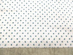 6 Yds Cotton Fabric Quilting Quality White With Tiny Blue Flowers