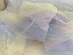 Rainbow Tulle Fabric Silver Glitter Stars Lace Fabric for Wedding Tulle Dress