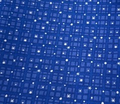 Blue Cotton Fabric Square Star & Grid Pattern 9″x44″ Sewing Quilting Crafting