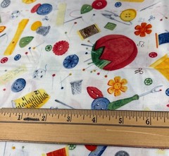 1/2 yard x 44″ Sewing-Themed Cotton Fabric Bright Fun Design Craft Quilt Supply