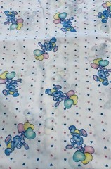 VTG 80`s Blue Bunnies w/Heart Balloons Pastel Stripes Princess Fabrics #233 BTFQ