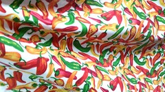 GREEN RED JALAPEOÑO CHILI PEPPERS ON WHITE POLY COTTON FABRIC 60″ By the Yard