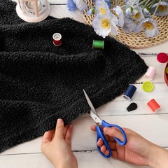 Sherpa Fabric 2 Yard X 63 Inch Faux Lambskin Thermal Lined Black Fur Sherpa Flee