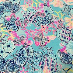 Lilly Pulitzer Cotton Poplin Fabric BALI BLUE ONCE UPON A TIDE 36″ X 57″