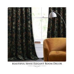 StangH Black Velvet Curtains 84 inches Long – Printed Floral De… USA FAST SHIP