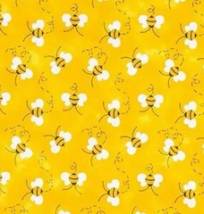 Bumblebees on Yellow Novelty Fabric, Fabric Traditions, BTHY, Bee’s