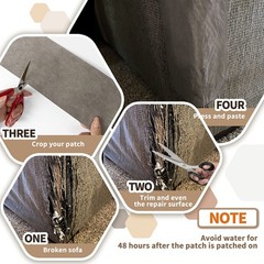 Azobur Sofa Fabric Repair Patch, Oversized Microfiber 9.5″ x 40″-1 PCS, Gray