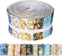 50Pcs William Morris Floral Jelly Fabric Strips Roll for Quilting Crafting Sprin