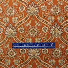 MILL CREEK SALIANNA SPICE ORANGE FLORAL DAMASK VINE LINEN FABRIC BY YARD 54″W