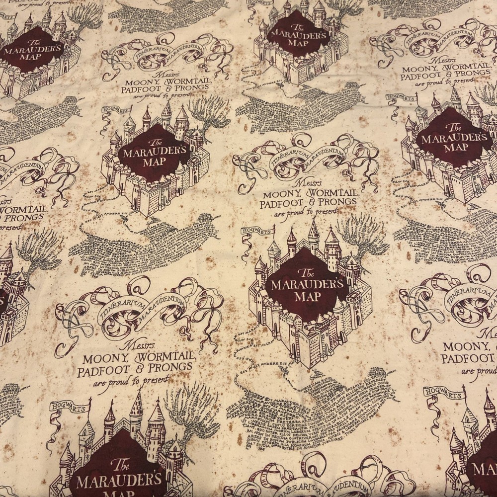 New Cotton Jersey #238001 Fabric Harry Potter HP Approx 60×35”Marauder’s Map
