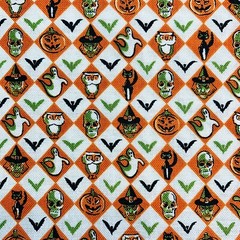 Halloween Fabric Checked Hallowe’en Night by RJR 1 YARD 100% Cotton