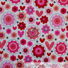 BonEful Fabric FQ Cotton Quilt Gray Red Pink Love Heart Polka Dot Frog Girl SALE