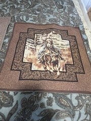 Rawhide western cowboys rodeo pillow panel fabric 2 Pieces
