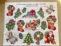 Vintage 1993 Susan Winget Christmas Collection Applique Fabric Panel Santa Angel