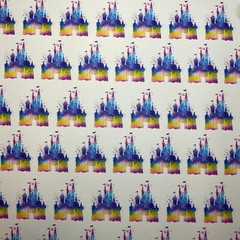 Disney Princes Castle on White Faux Leather 20cmx30cm