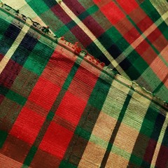 Green Red Yellow Christmas Plaid Silk Dupioni Fabric Iridescent 42″ by the Yard