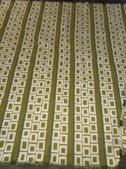 Mid-Century Vintage Woven Upholstery Fabric Geometric Shapes Lines Avocado Green