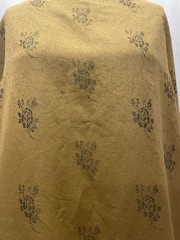 All Cotton Damask Mustard Gold Textured Floral Rose Fabric 1 Yard 16″ Long 48″ W