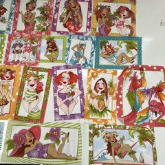 Loralie Harris Cotton Quilting Fabric Panel Cut Lot Wanna Beach Hawaii Character
