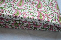 Hand Block Paisley Print 100%Cotton 10Yard Fabric NO TARRIF CHARGES 100%✅ZK_161*