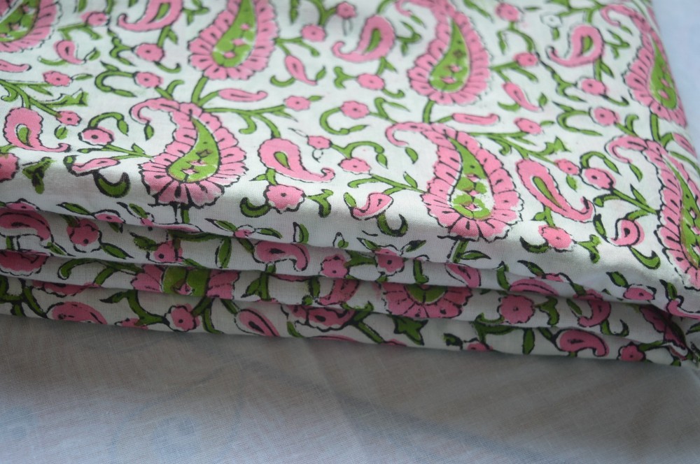 Hand Block Paisley Print 100%Cotton 7 Yard Fabric NO TARRIF CHARGES 100%✅ZK_161