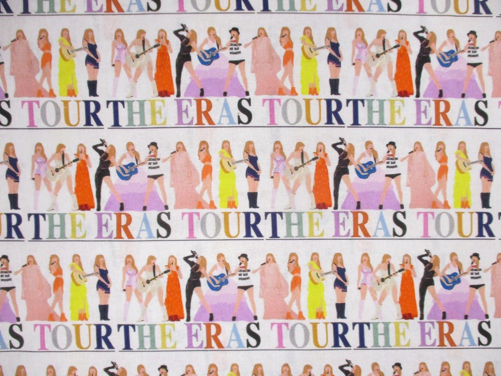 Taylor Swift Eras Tour Outfits on 100% Cotton Fabric 1/4 Yard : 9″ x 57″