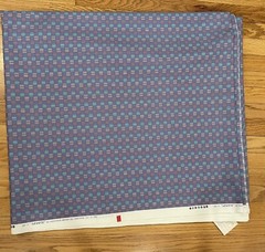 12 yds x 55″ Lee Jofa Akwete Canvas Cotton Fabric Geometric Gray/ Blue Print