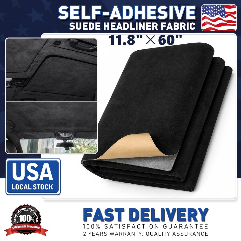 Black Headliner Fabric Material DIY Self-adhesive for Car/Truck Roof Upholstery