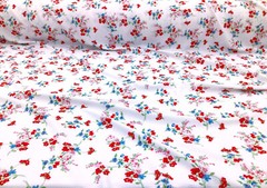 Bullet Printed Liverpool Textured Fabric Stretch White Red Blue Green Floral V43