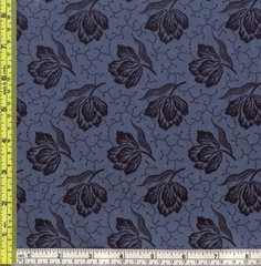 RARE Antique Blue Peony Flowers Magnolia OOP 100% Cotton Fabric 1 Yard 15 inches