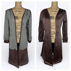 Vintage Union Made Womens Coat Lining Salvaged Brown Satin Wool Textile READ